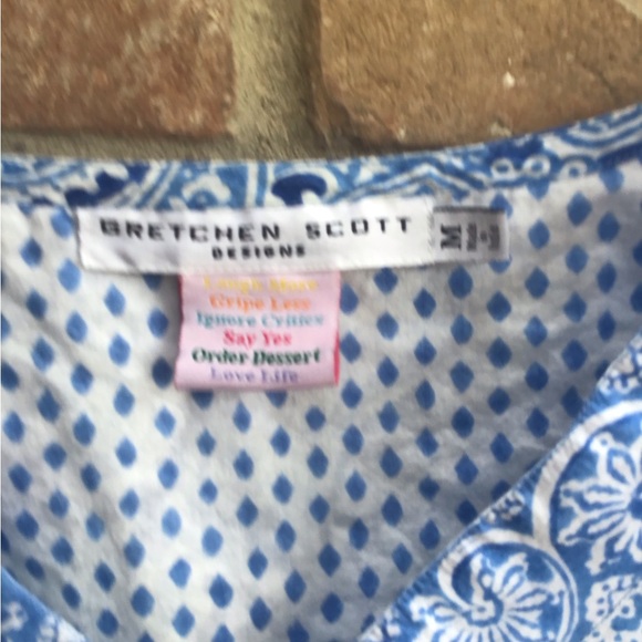 Gretchen Scott Blue Paisley V-Neck Women's Top medium - Picture 2 of 3